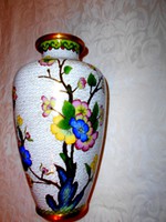 Rekesz zománc nagyméretű (Cloissoné)  antik váza 21,8 cm