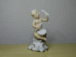 Wallendorf Schaubach-Kunst porcelán doboló puttó hibátlan állapotban
