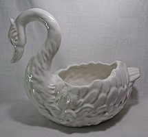 Italy imprinted bone white glazed large ceramic swan caspo.