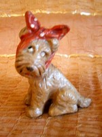 Nagyon ritka antik Illés László formatervű fogfájós kerámia kutya, kutyus