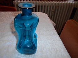 Antik  kuttrolf (kotyogós) hutaüveg palack-Különleges és ritka kézműves  termék