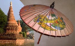 ​Ritkaság! Régi antik EREDETI burmai délkelet-ázsiai napernyő ernyő Burma