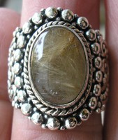 925 ezüst gyűrű, 18/56,5 mm, aranyrutillal