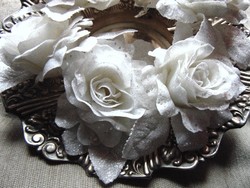 Álomszép fehér csillámos rózsa karácsonyfadísz / 6 db