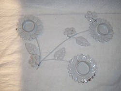 Fém - Gyertyatartó - virág alakú -  mécsestartó - fém -  nagy - vakító fehér - bájos 32 x 32 cm