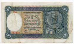 Szlovákia 100 szlovák Korona, 1940, ritka, jó állapotban