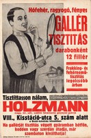 Holzmann gallér tisztítás plakát 1928, eredeti, antik, régi, hirdetés, reklám, királyi szállító