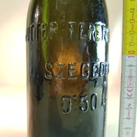 "Hutter-Ferencsevits Szegeden 0.50l" olajzöld sörösüveg (503)