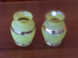Parádi váza párban, kisméretű különleges üvegek, fúvottak