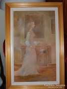 Kristófi János; Hölgy 50 cm x 30 cm, olaj,vászon,kerettel