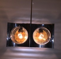 Bauhaus acél csillár színezett öntött üveg körlapokkal 2 DB eladó