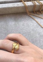 Aranyozott, matt kígyós vintage gyűrű állítható
