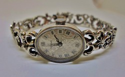 Különleges antik ezüst női óra ezüst számlappal,