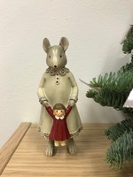 Vintage jellegű karácsonyi dísz egér egérlány babával figurális nagy