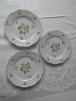 3 db herendi porcelán desszertes tányér, sárga rózsás 1947