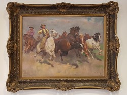 Viski jános lovas Cowboyos festménye