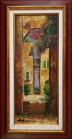 MÁR CSAK JAN 6-IG ELÉRHETŐ, UTÁNA TÖRLÖM! Adilov Alim "Mediterrán városrészlet" c. festmény keretben