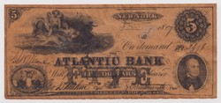 Atlantic Bank 5 Dollars 1809. 