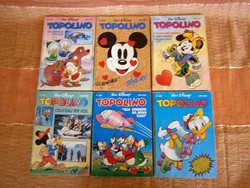 6 db régi Topolino Walt Disney képregény képregény könyv Olaszul