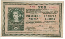 200 korona 1918 hullámos hátlap