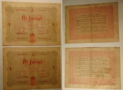 Kossuth 5 forint " bankó" 1848 2db 7500.-Ft egyenként is eladó 7 500 Ft 