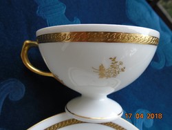 1922 EMPIRE ROSENTHAL Kézzel számozott  aranybrokát és virág mintás teás csésze süteményes tányérral