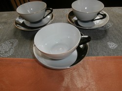 Art deco fekete-fehér hollóházi csészék