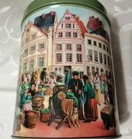 Brémai piactér fémdoboz, festményszerű jelenetek az 1800 években