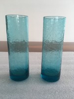 Vintage, retro kék fátyolüveg pohár 2db