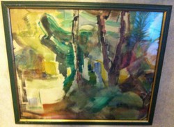 Iglay József 37,5 X 43,5 cm (1905-1980) Eső után akvarell, papír, jelzett, üvegezett fa keretben