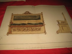 Berán B  . Arad  : Tervrajz egy  ülő alkalmatosságról  Berán B.  ARAD 1895   ,47x37 cm