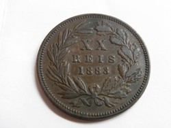 KK39 1883 Portugália XX REIS bronz érme