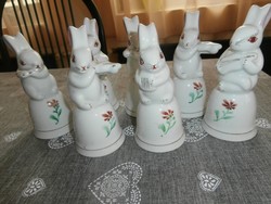 Húsvéti asztal dísz-porcelán nyuszi csengők