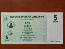 Zimbabwe 5 Cents UNC 2006