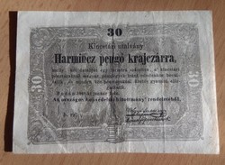 30 Pengő Krajcár 1849 Kossuth Bankó  VF                                K002