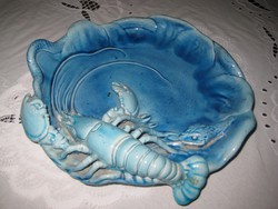 Zsolnay  , kék .  rákos tál , a legnagyobb méretű 30 cm
