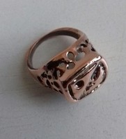 Retro nagyméretű arany színű réz mintás pecsétgyűrő