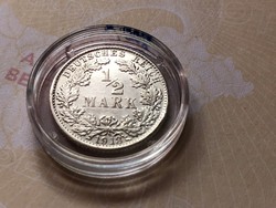 1918"G" ezüst 1/2 márka 2,777 gramm 0,900 ritkább,gyönyörű darab