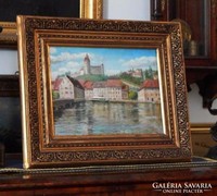 The city of Schaffhausen at the beginning of the 20th century oil on canvas 50x60 cm