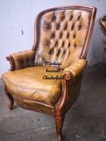 ​Antik chesterfield faragott barokk bőr fotel!
