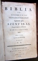 Antik Szent Biblia 1794.Karoli Gáspár fordítása, Atheer János nyomtatásában, bőr kötés.