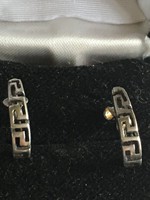 Earrings, silver, meander pattern, 925