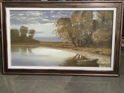 Imre Puskás painting for sale, 50x90cm