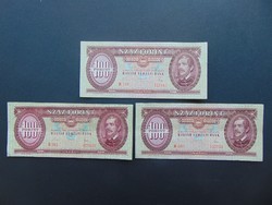 3 darab 100 forint 1968 LOT !!! Szép ropogós bankjegyek