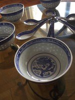 Rizsmintás kínai porcelán tálka kanál 