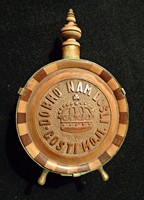 1890 Hand-carved wooden water bottle with Croatian inscription around the crown