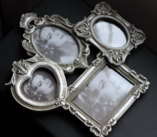 Ezüst színű fényképtartó fotótartó képkeret 4 fotónak