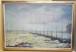 József Kádár winter landscape painting (592)