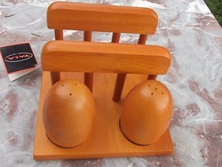 Fa,2 funkciós  asztali fűsztertó-szalvétatartó-só-borsszóró szép kivitel