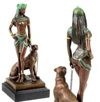 Cleopatra is walking past the panther - bronze sculpture